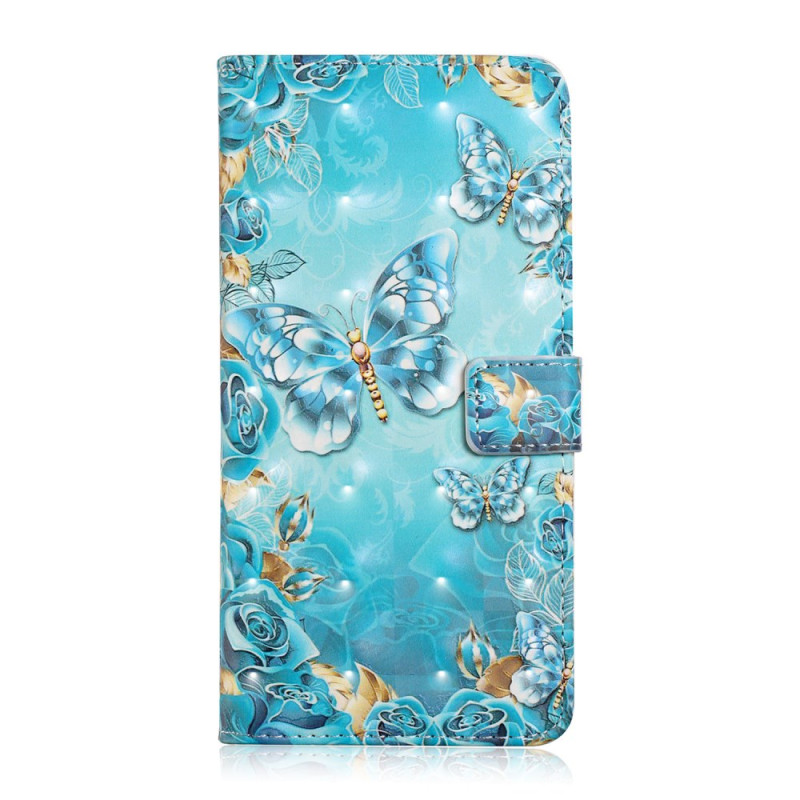 Capa para Samsung Galaxy A16 4G / 5G Azul Borboletas e diamantes