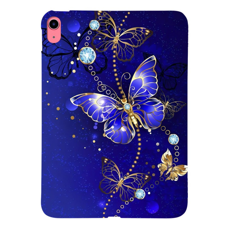 Capa para iPad 10.9 (2022) Butterflies Azul e dourado