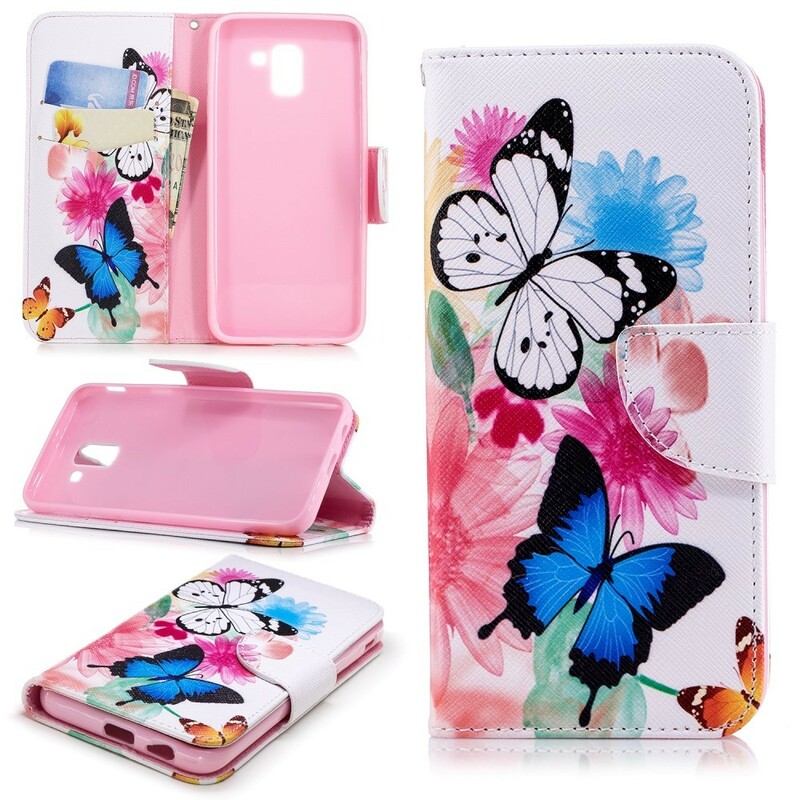 Samsung Galaxy J6 Case Butterflies e Flores Pintadas