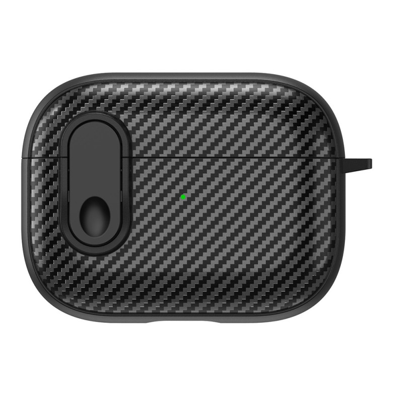 Capa de fibra de carbono para AirPods Pro 2 com mosquetão