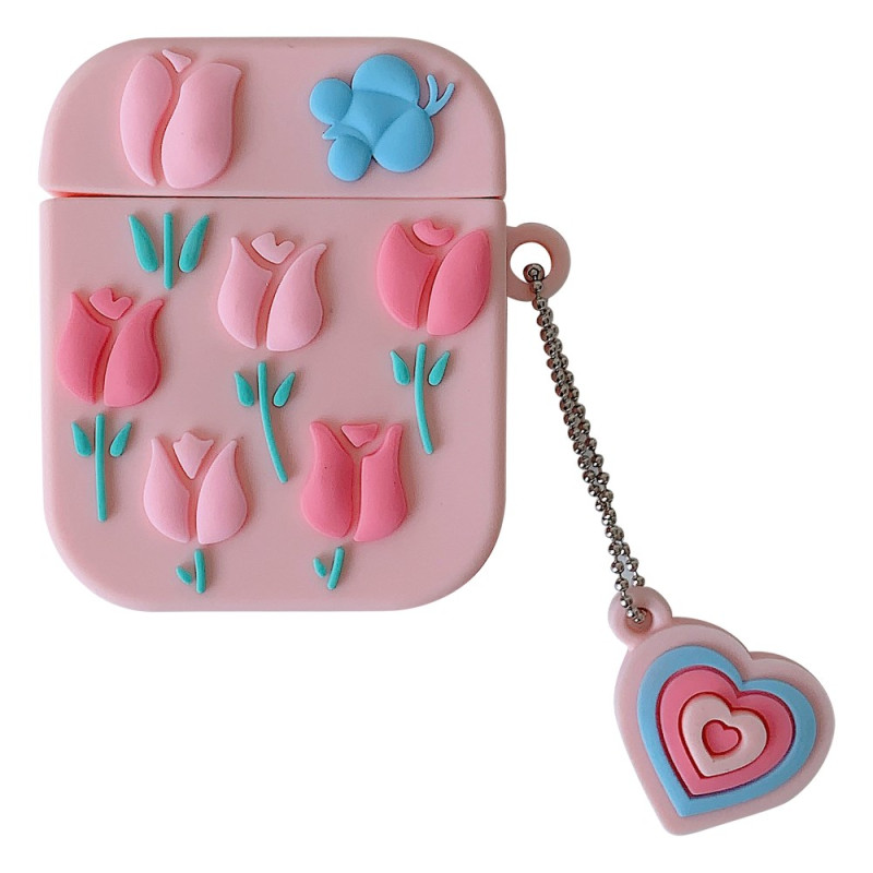 Capa para AirPods 2 / 1 Tulipas e pingente