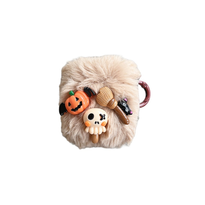 Capa para AirPods 2 / 1 Bege Pelúcia Halloween