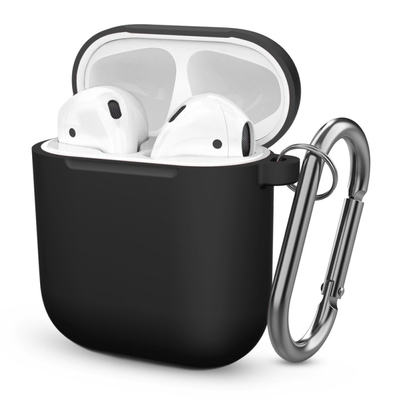 Capa de silicone espessada para Apple AirPods com mosquetão