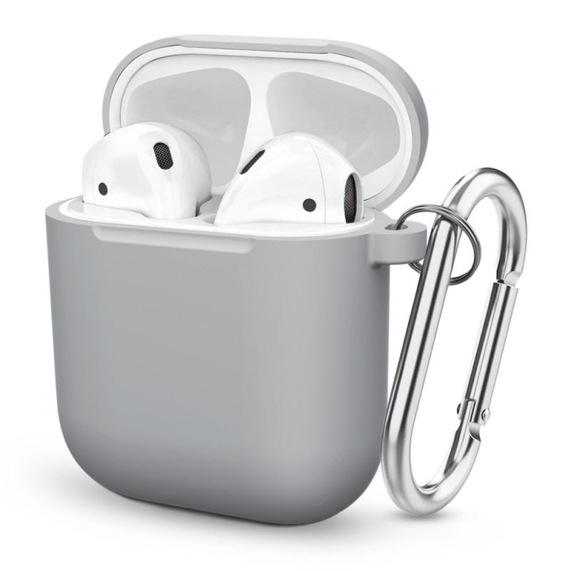 Capa de silicone espessada para Apple AirPods com mosquetão