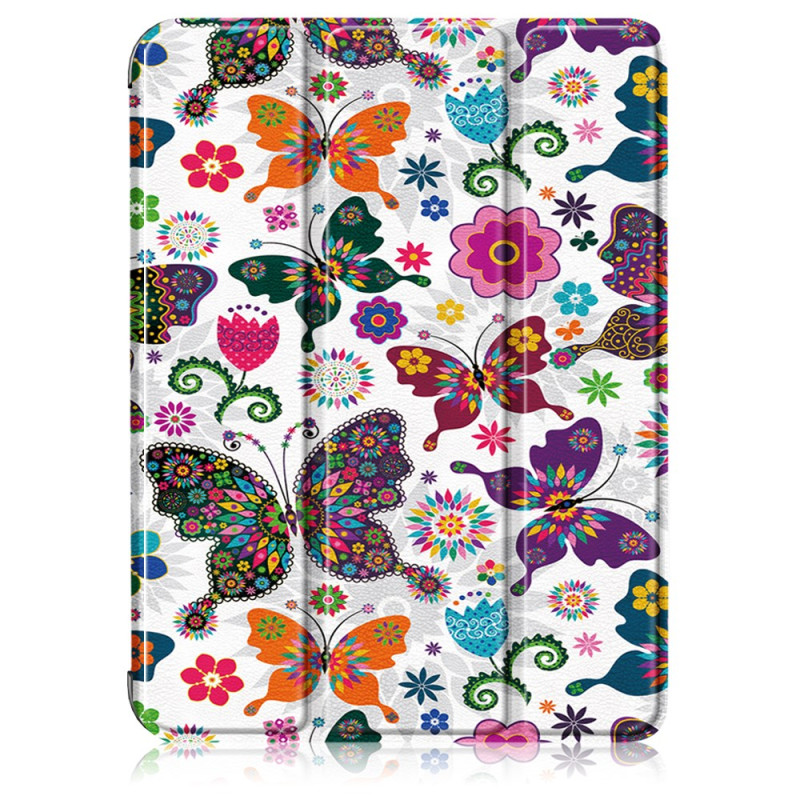 Capa inteligente para iPad Mini 7 (2024) / Mini 6 (2021) Borboletas e flores vintage