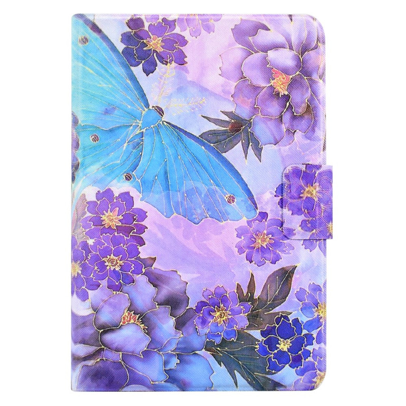 Capa para iPad Mini 5 (2019)/4/3/2/1 Design peónia e borboleta