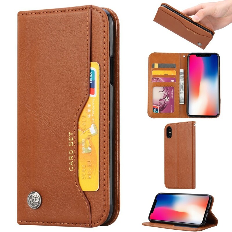 Capa Flip Capa iPhone XS Max Leatherette Capa de cartão