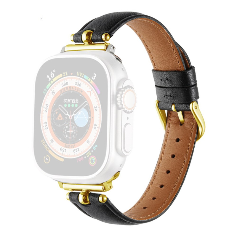 Pulseira para Apple Watch Series 46mm a 42mm / SE / Ultra 49mm Couro e Metal