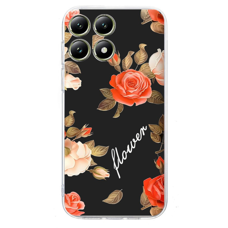 Capa para Xiaomi 14T Padrão floral sobre fundo preto