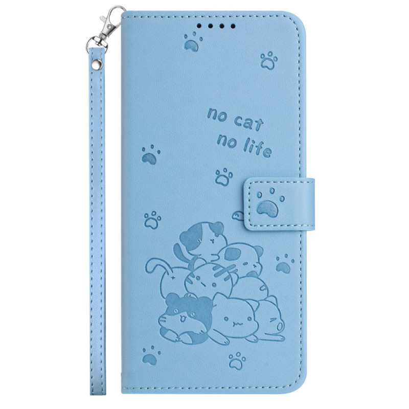 Capa com padrão de gato para Xiaomi 14T Lanyard