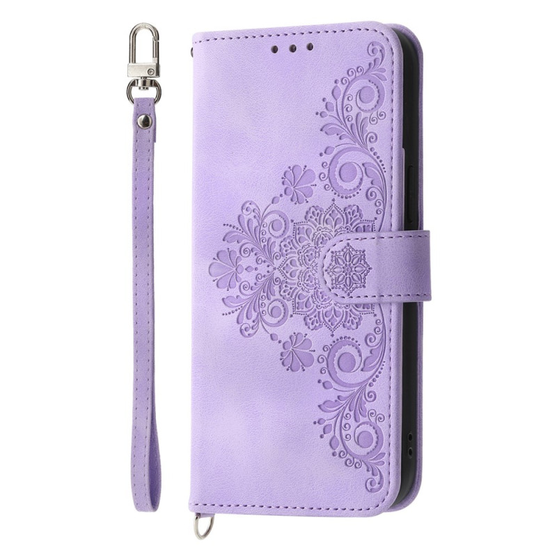 Capa
 Xiaomi 14T Pro com padrão floral Lanyard e alça de ombro