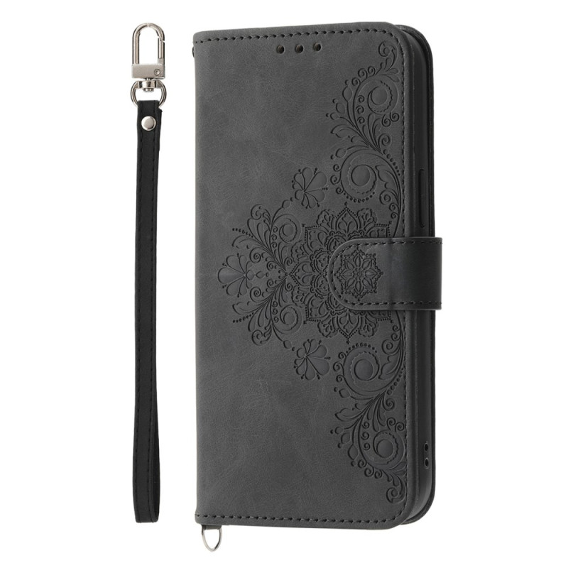 Capa com padrão floral para Xiaomi 14T com cordão de pescoço e alça de ombro