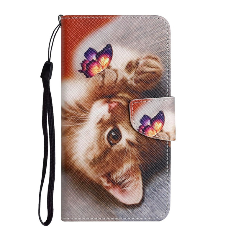 Capa Xiaomi Redmi 14C / Poco C75 Design de gato e borboleta