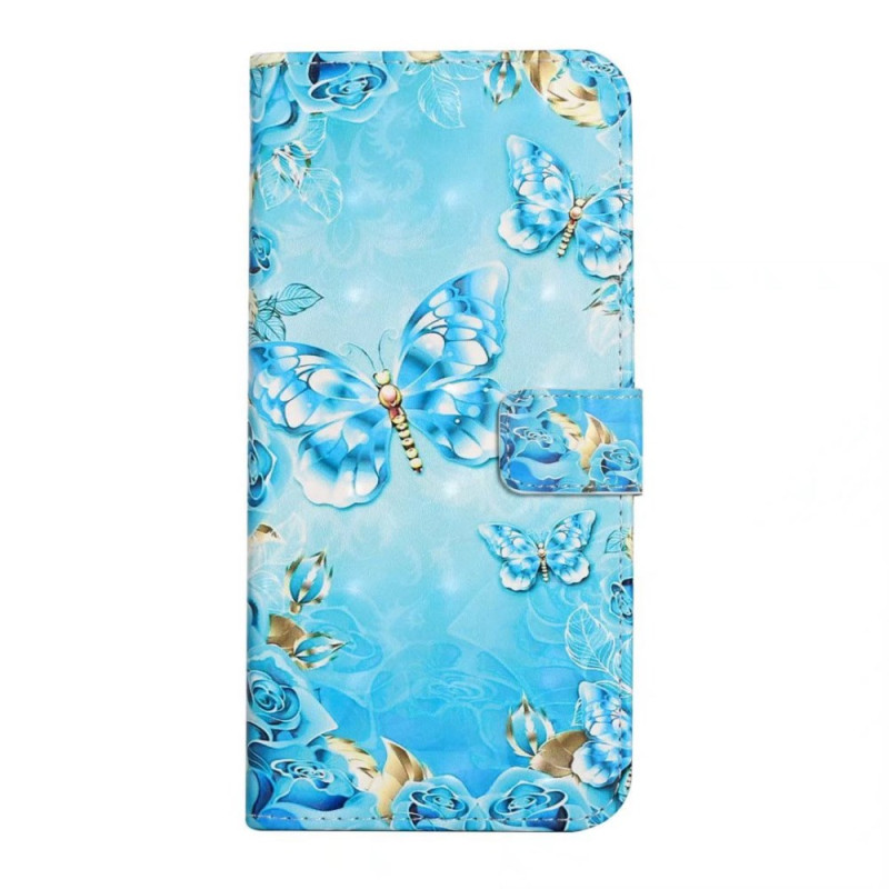 Capa Xiaomi Redmi 14C / Poco C75 Borboletas azuis e douradas