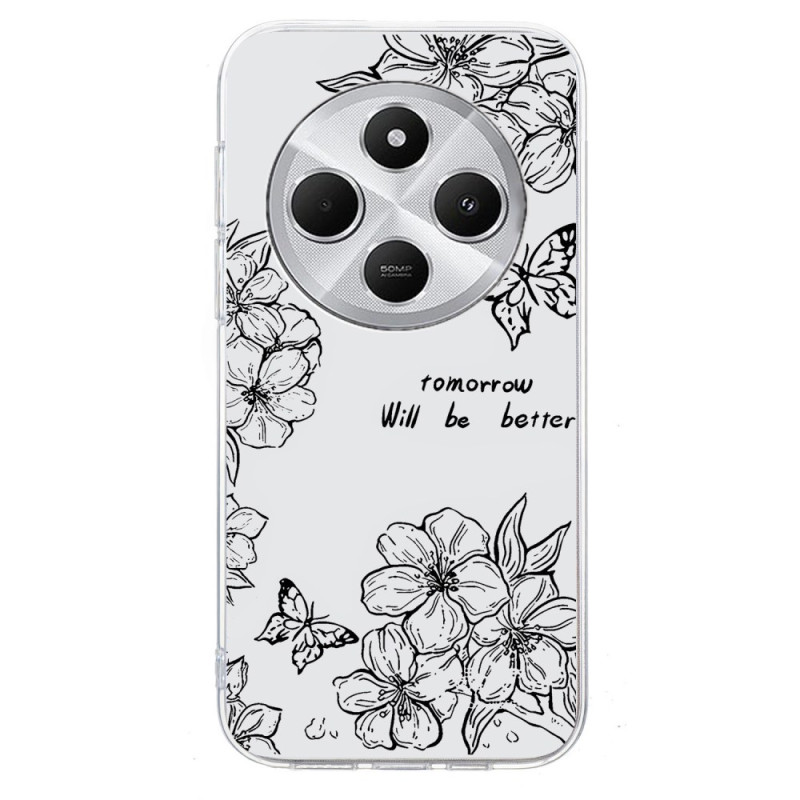 Capa para Xiaomi Redmi 14C / Poco C75 Borboleta e Flores