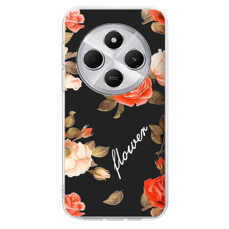 Capa Xiaomi Redmi 14C / Poco C75 Padrão floral Preto