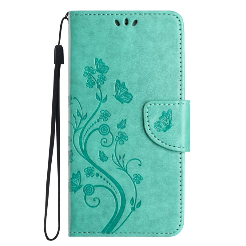 Capa Xiaomi Redmi 14C / Poco C75 Flores e Borboletas com Alça