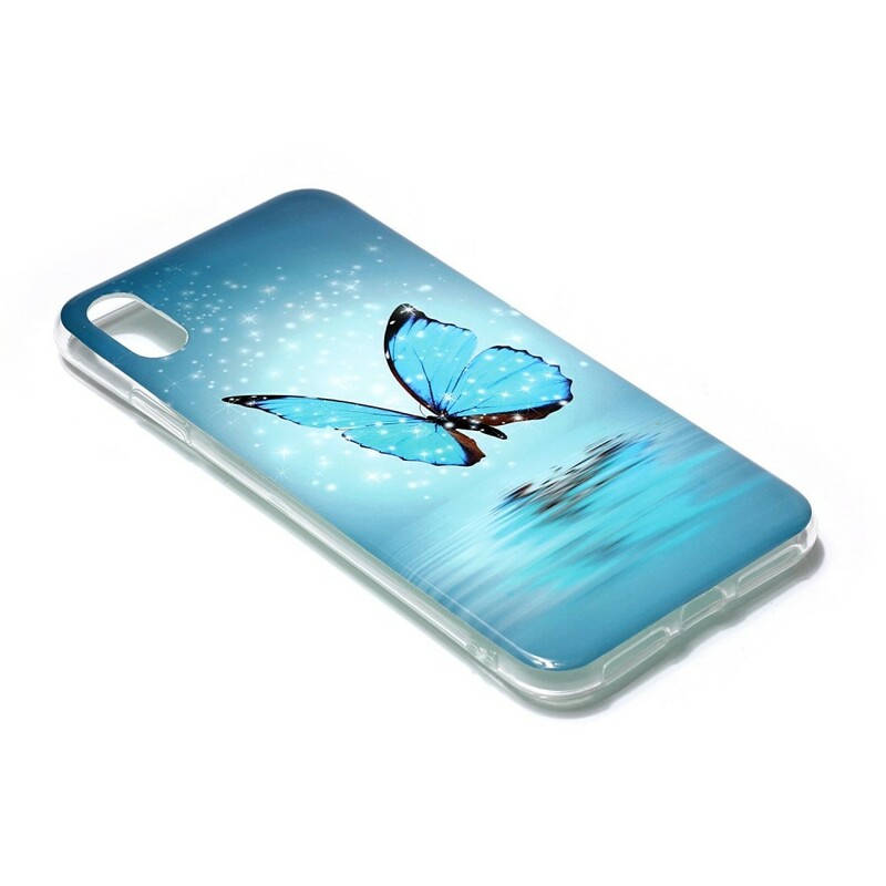 iPhone XR Case Butterfly Blue Fluorescent