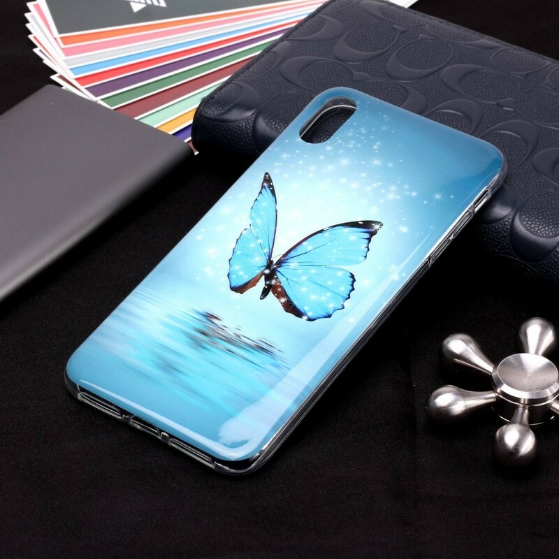 iPhone XR Case Butterfly Blue Fluorescent