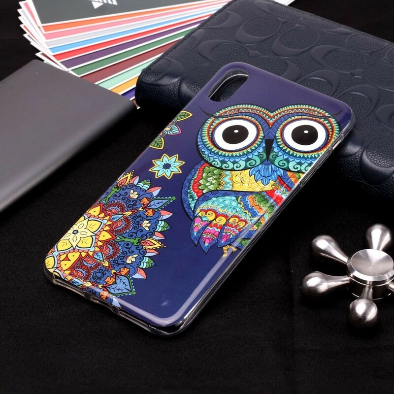 Capa iPhone XR Coruja Mandala Fluorescente