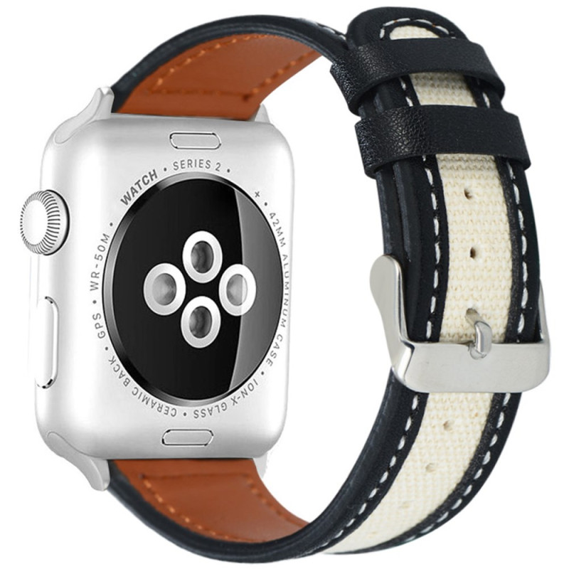 Pulseira para Apple Watch Series 42mm a 38mm / Série SE em pele e tecido bicolor