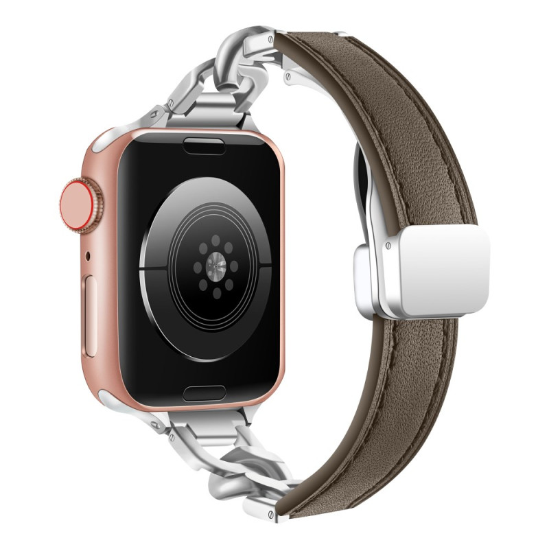 Pulseira para Apple Watch 42 mm a 38 mm / Série SE em pele e corrente