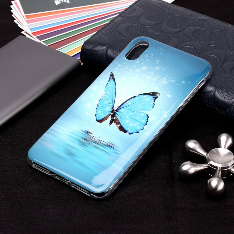 iPhone XS Max Case Butterfly Blue Fluorescente