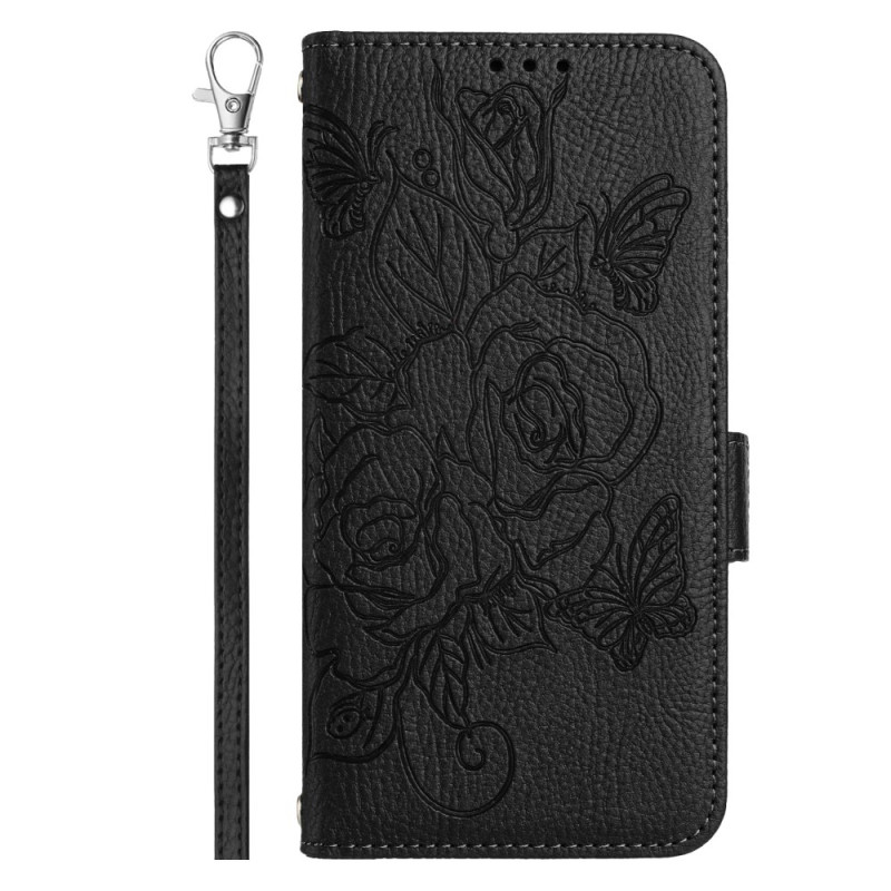 Capa para Samsung Galaxy A06 Floral com bloqueio de impressões digitais e RFID