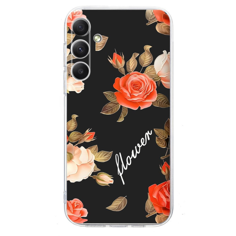 Capa para Samsung Galaxy A36 5G Padrão floral sobre fundo preto