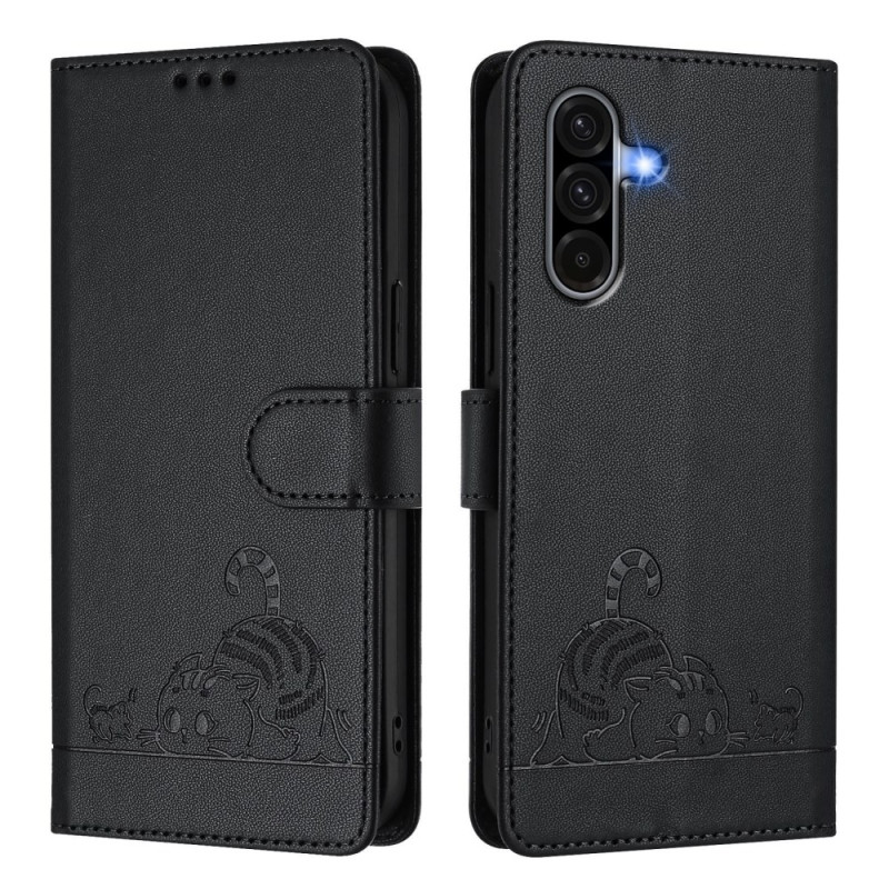 Capa Samsung Galaxy A36 5G Motivo de gato com alça de mão