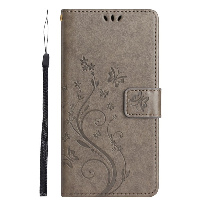 Capa com cordão para Samsung Galaxy A36 5G Flores e borboletas