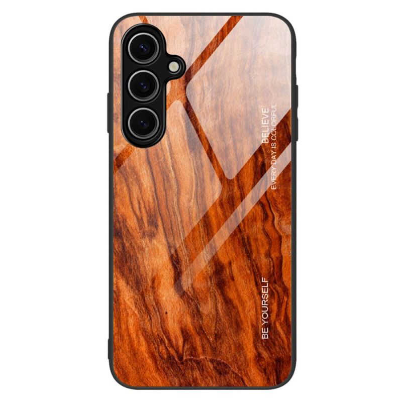 Capa de vidro temperado com efeito madeira para Samsung Galaxy A36 5G