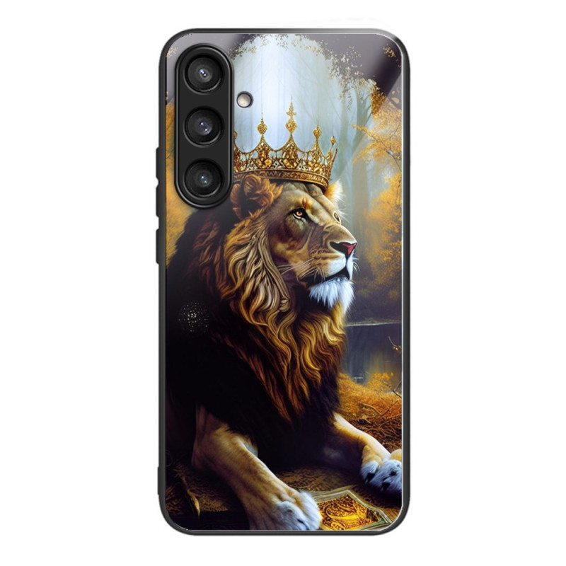 Capa de vidro temperado para Samsung Galaxy S25 5G Lion Crown Gold