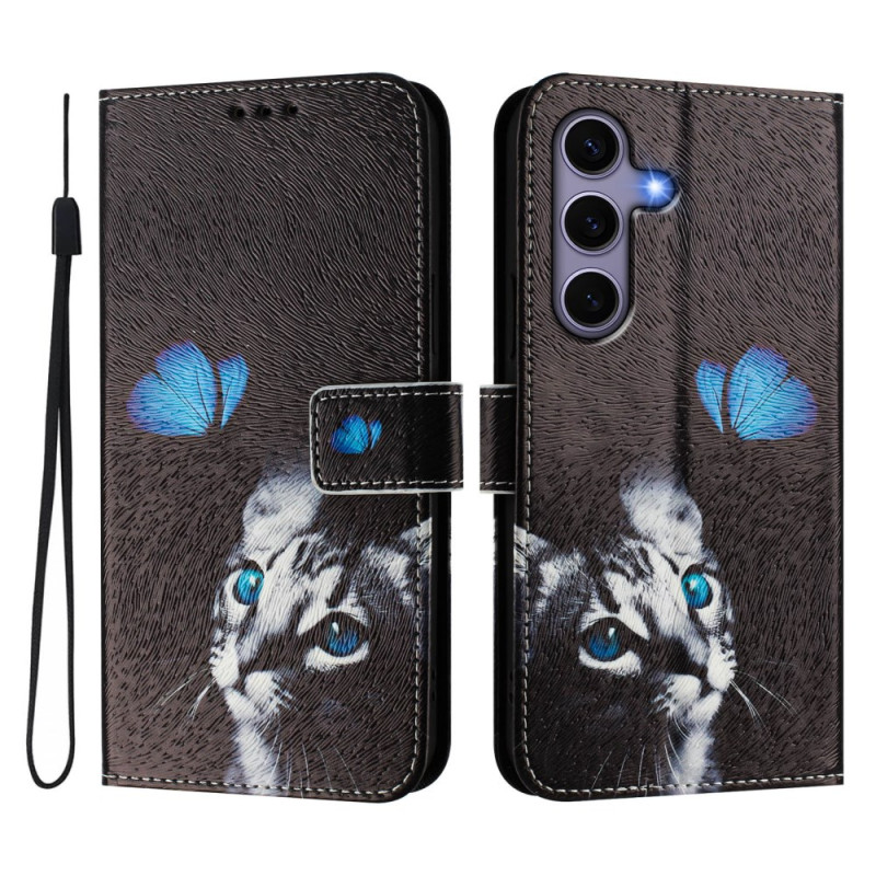 Capa com fita para Samsung Galaxy S25 5G Butterfly and Kitten