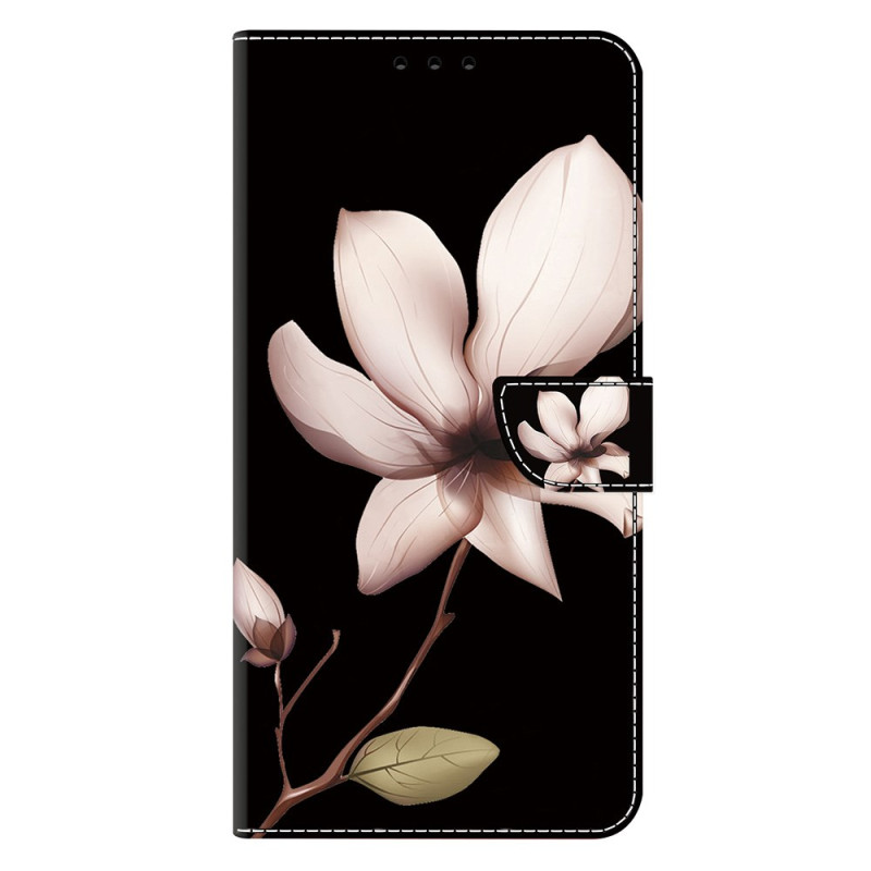 Capa para Samsung Galaxy S25 5G Flor cor-de-rosa sobre fundo preto