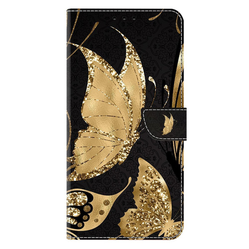 Capa borboleta dourada para Samsung Galaxy S25 5G