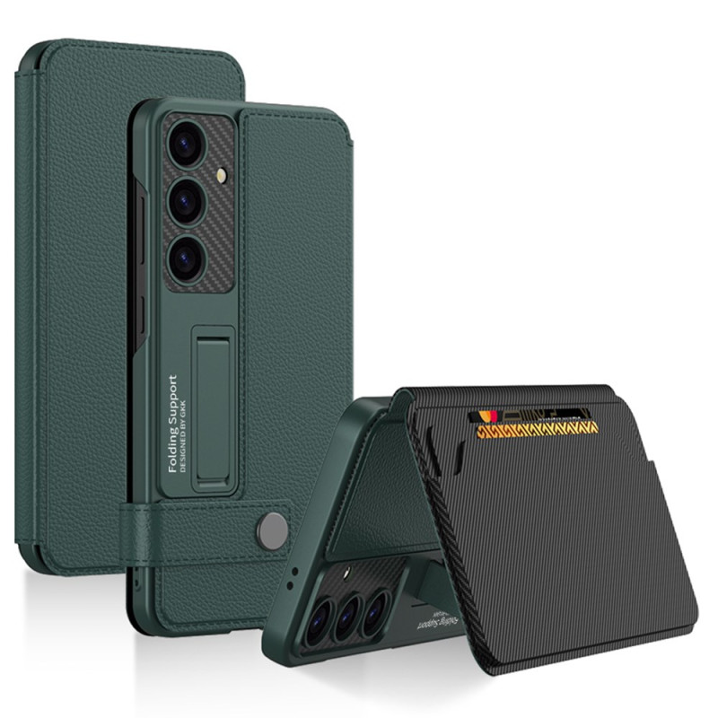 Capa para Samsung Galaxy S25 Suporte para cartão e suporte Premium