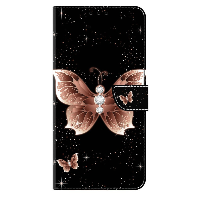 Capa Samsung Galaxy S25 5G Rosa Borboleta e Diamante