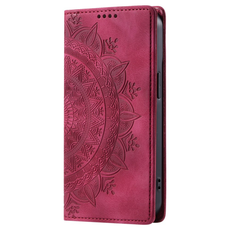 Capa flip para Samsung Galaxy S25 5G Efeito camurça Padrão Mandala