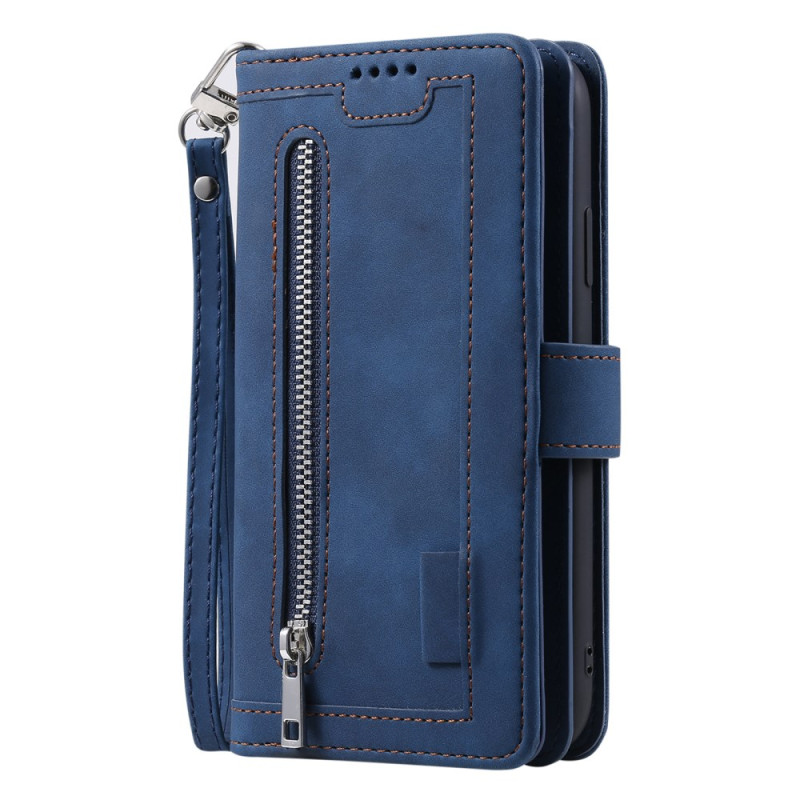 Capa para carteira Samsung Galaxy S25 5G com 9 suportes para cartões e cordão de segurança