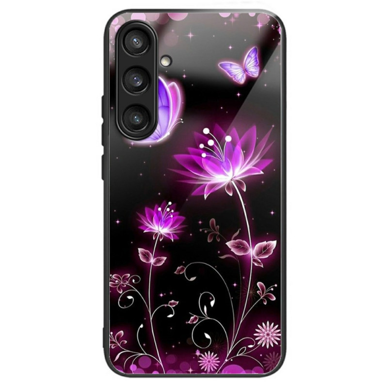 Capa de vidro temperado para Samsung Galaxy S25 Plus 5G Flores e Borboletas