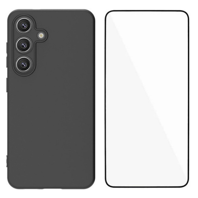 Capa de silicone 2 em 1 para Samsung Galaxy S25 Plus 5G com proteção de ecrã em vidro temperado