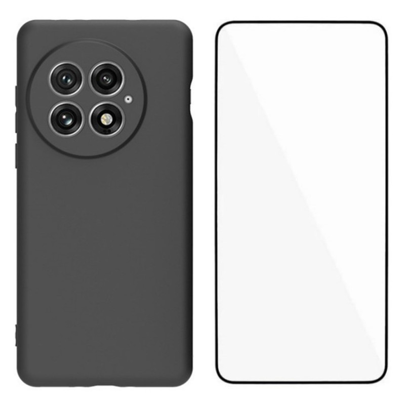 Capa de silicone mate 2 em 1 para OnePlus 13 com proteção de ecrã em vidro temperado