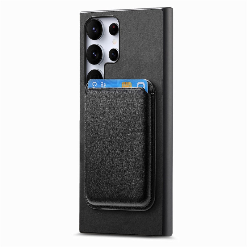 Capa estilo camurça para Samsung Galaxy S25 Ultra 5G Capa magnética destacável para cartão