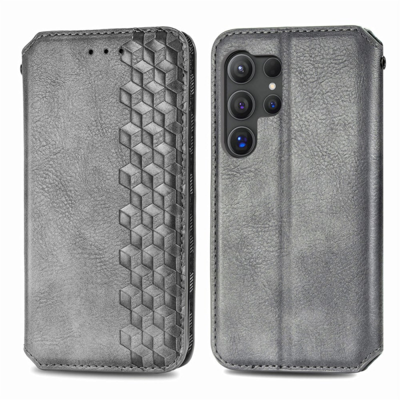 Capa Flip Cover Samsung Galaxy S25 Ultra 5G Couro Efeito Vintage Frisado