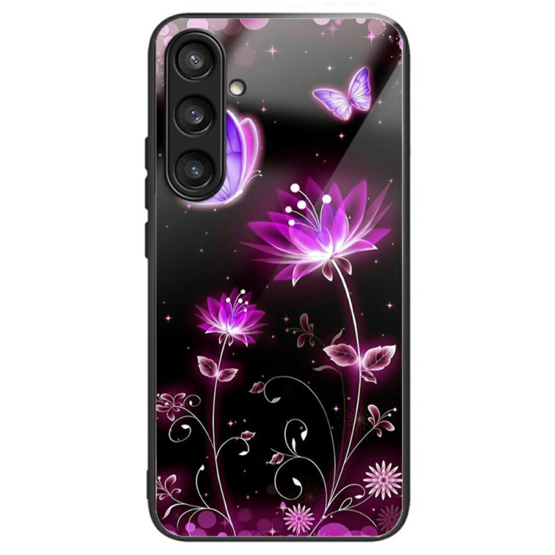 Capa de vidro temperado para Samsung Galaxy A56 5G Flores e Borboletas