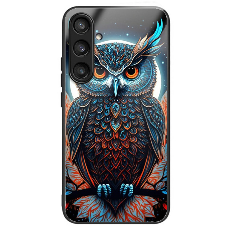 Capa de vidro temperado para Samsung Galaxy A56 5G Coruja colorida