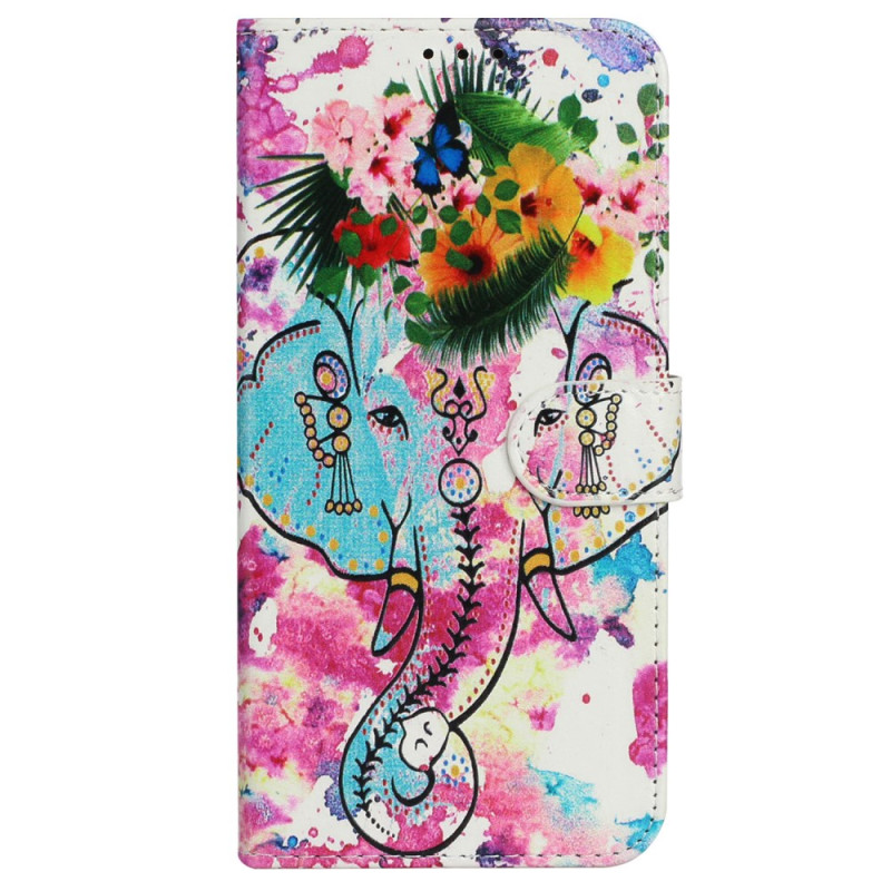 Capa para Samsung Galaxy A26 5G com porta-cartões Floral Elephant