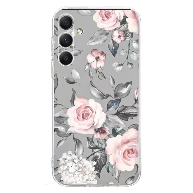 Capa Samsung Galaxy A26 5G Padrão floral Cinzento