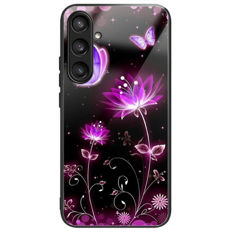 Capa de vidro temperado para Samsung Galaxy A26 5G Flores e Borboletas